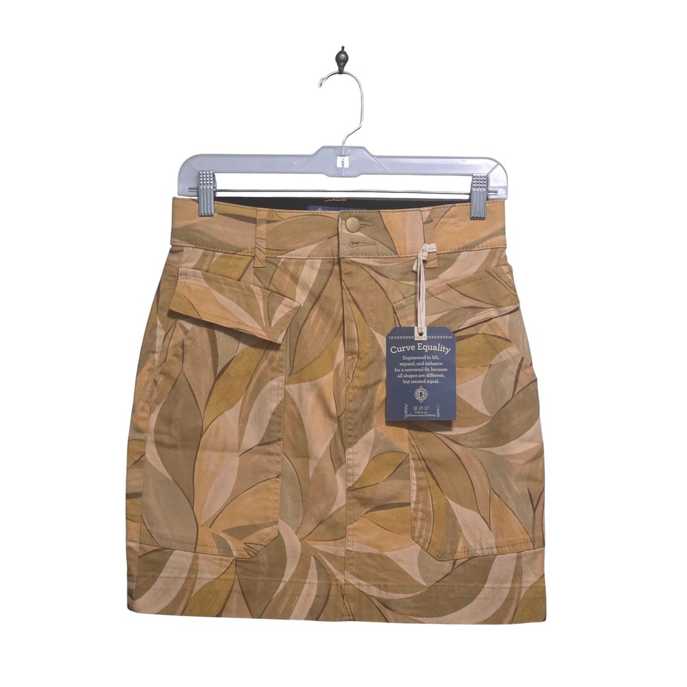 Democracy Ab Solution Palm Leaf Print Mini Skirt Tan Sage Green Size 0 NEW
